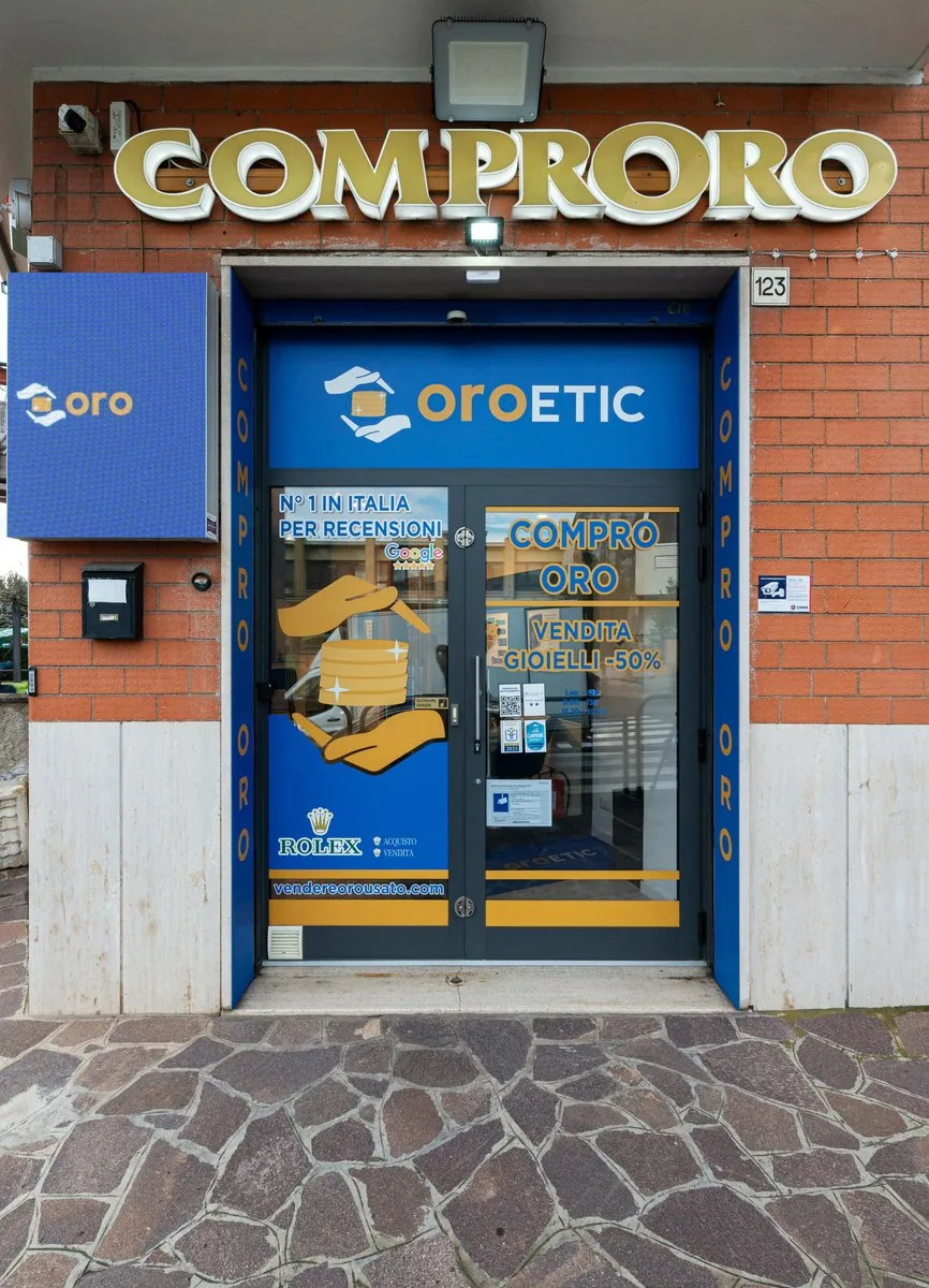 Vetrina esterna OroEtic Roma Casetta Mattei